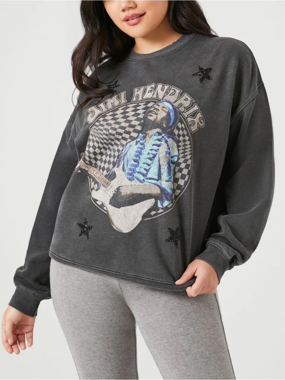JIMI HENDRIX RHINESTONE PULLOVER SWEATSHIRT GRAY BAND TEE SIZE 0X